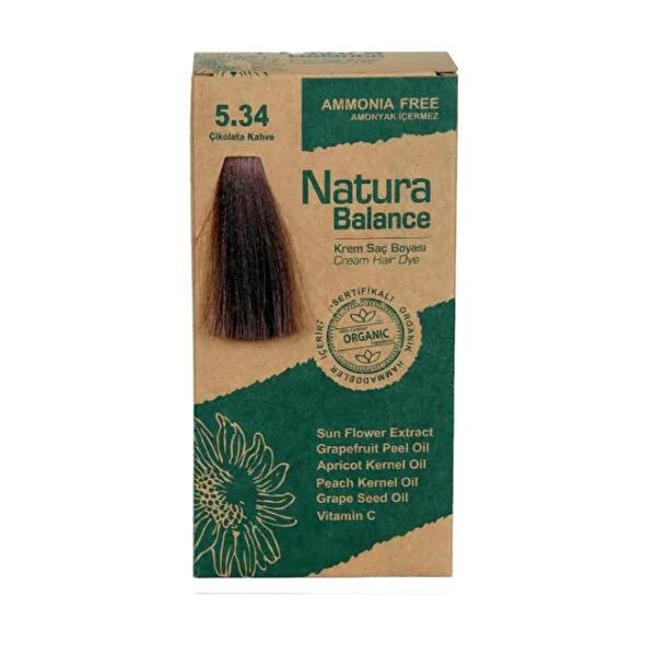 Natura Balance Chocolate Brown Cream Hair Dye 5.34 - Ammonia-Free, Natural Oil Infused for Gentle, Radiant at Home Hair Color by Beauty Care Bag