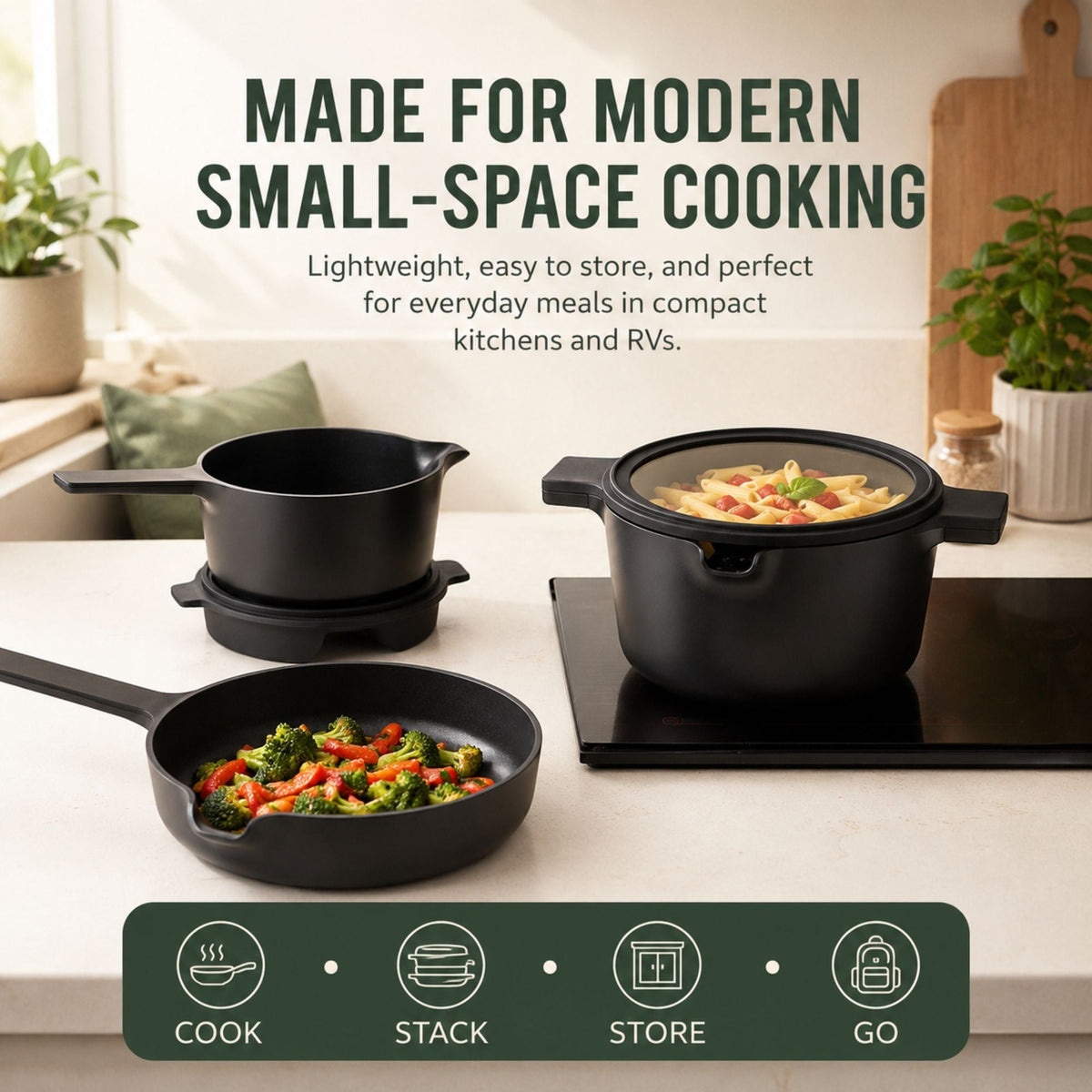 5-Piece Stackable Ceramic Nonstick Set by Alva Cookware