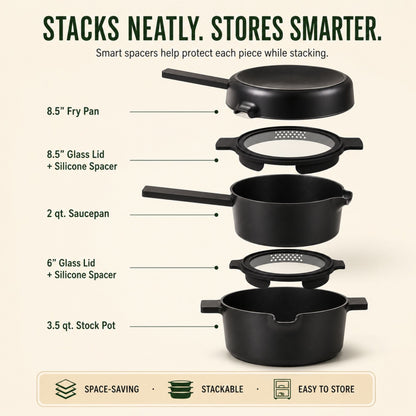 5-Piece Stackable Ceramic Nonstick Set by Alva Cookware