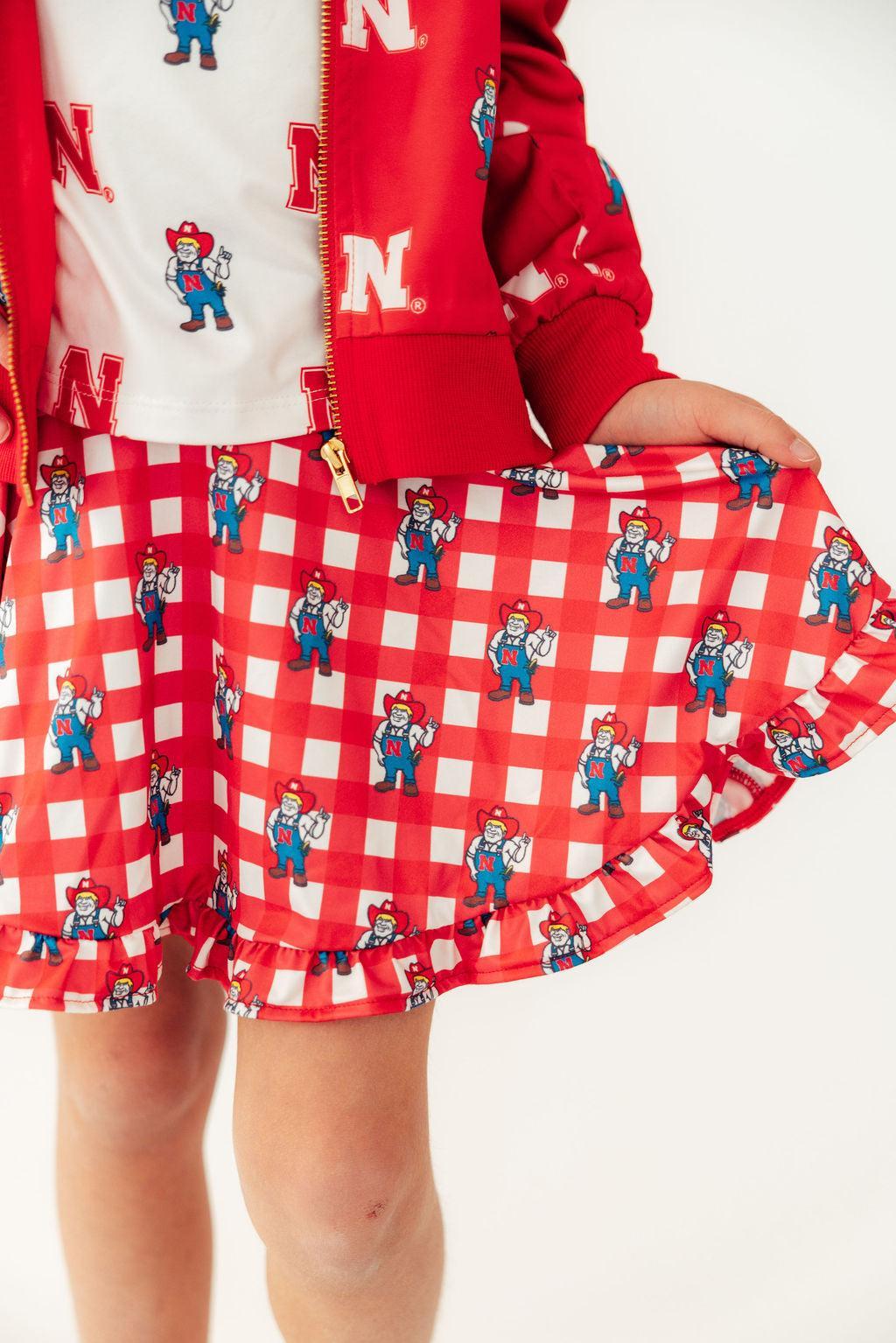 Nebraska Plaid Herbie Husker Twirl SkortTwirl Skort - RuffleTorqelo.com