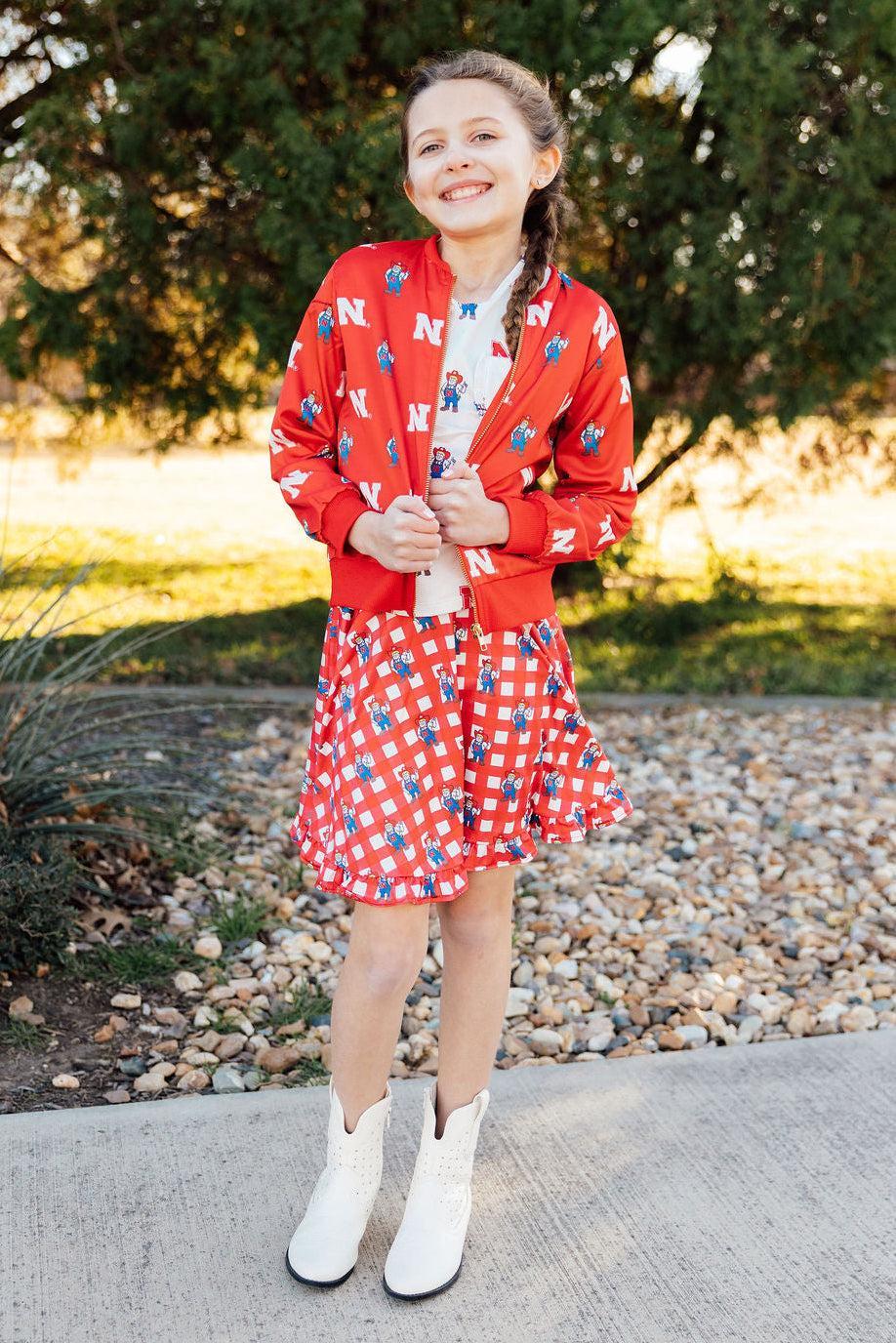 Nebraska Plaid Herbie Husker Twirl SkortTwirl Skort - RuffleTorqelo.com