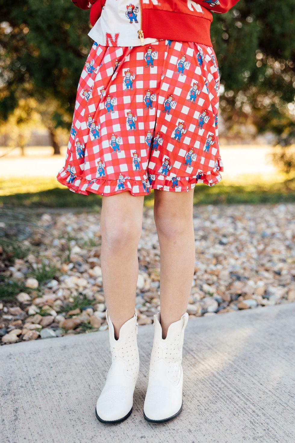 Nebraska Plaid Herbie Husker Twirl SkortTwirl Skort - RuffleTorqelo.com