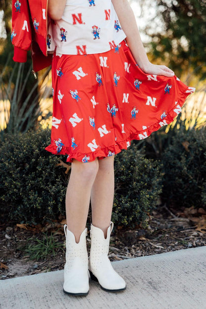 Nebraska Red Herbie Husker Twirl SkortTwirl Skort - RuffleTorqelo.com