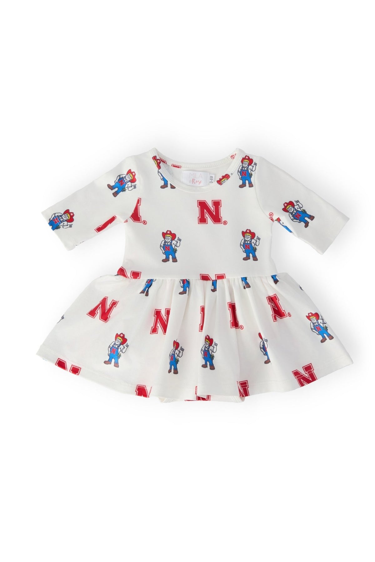 Nebraska White Herbie Husker 3/4 Sleeve Twirl BodysuitTwirl Bodysuit - 3/4 SleeveTorqelo.com