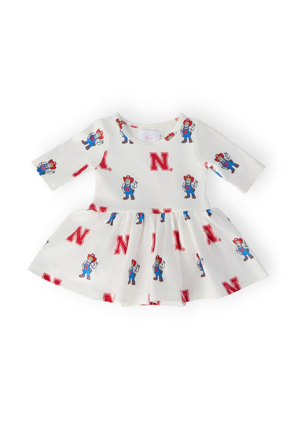 Nebraska White Herbie Husker 3/4 Sleeve Twirl BodysuitTwirl Bodysuit - 3/4 SleeveTorqelo.com