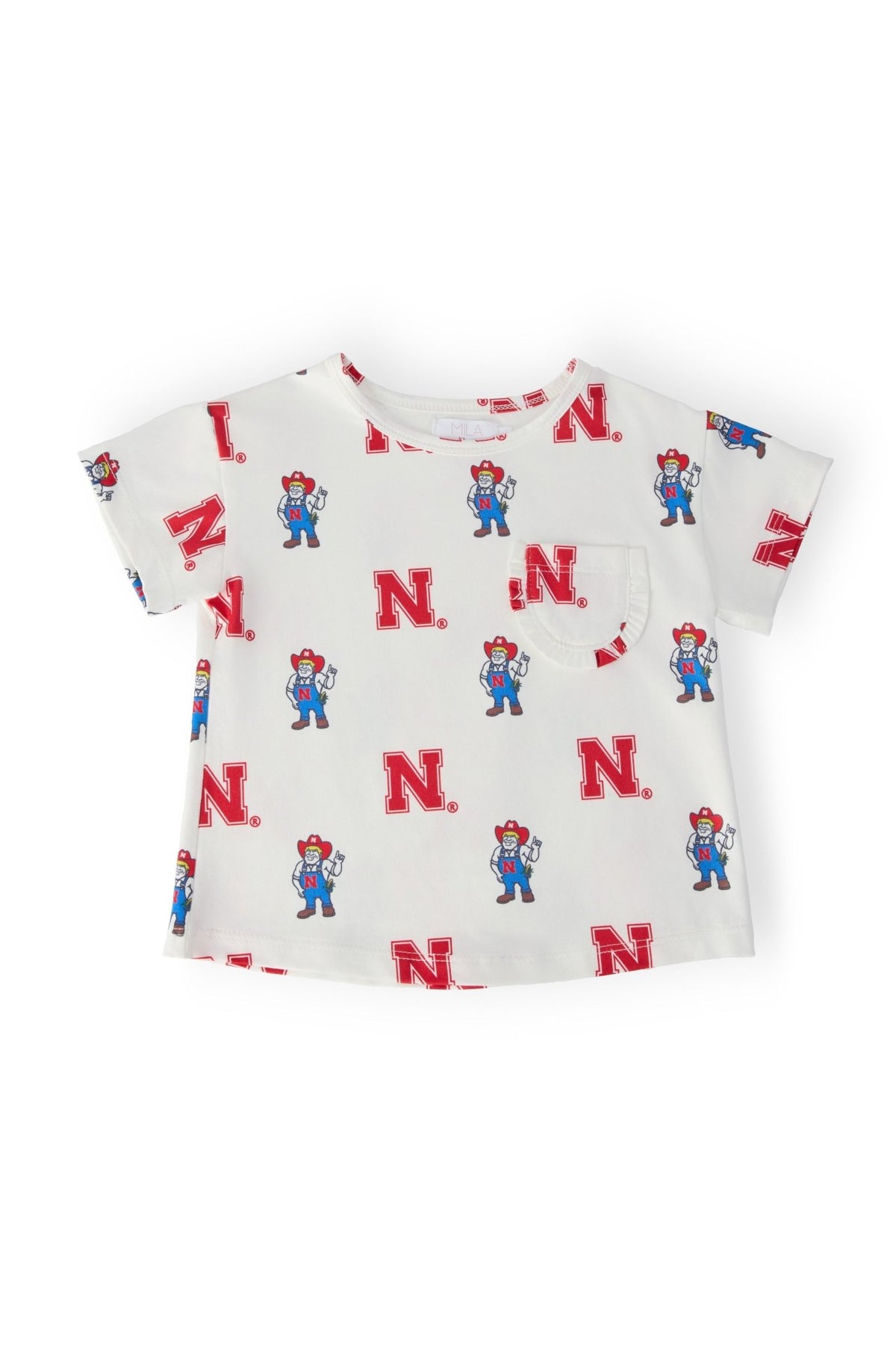 Nebraska White Herbie Husker Ruffle Pocket TeeRuffle Pocket TeeTorqelo.com