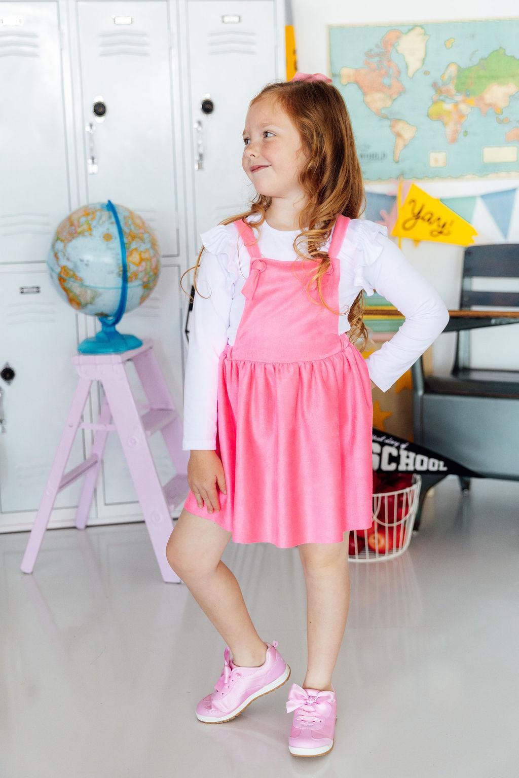 Neon Pink Faux Suede PinaforePinaforeTorqelo.com