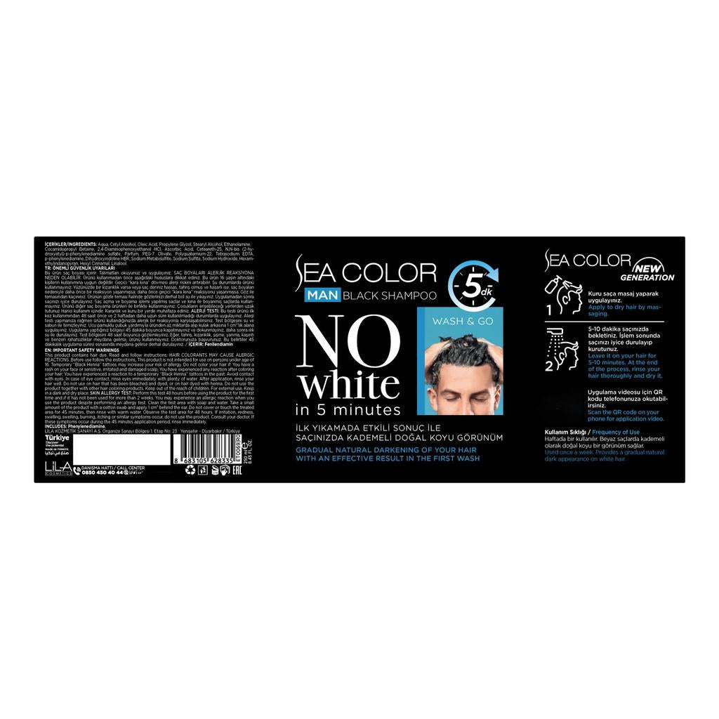 Sea Color Men's Black Shampoo for Gray Coverage 250 ml by Beauty Care Bag
