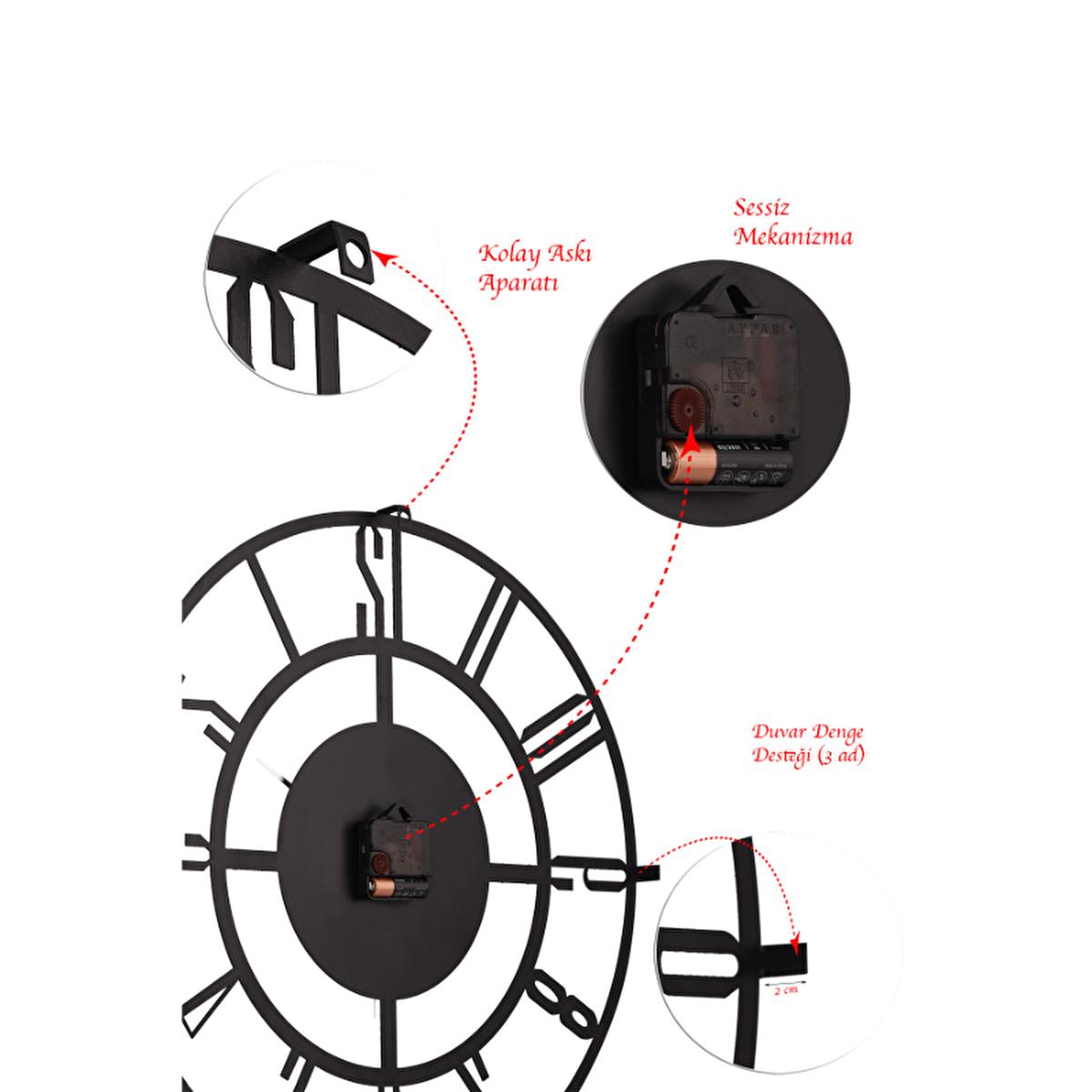 Muyika 50cm Metal Black Wall Clock - Silent Sweep Mechanism, Modern Decor by Beauty Care Bag