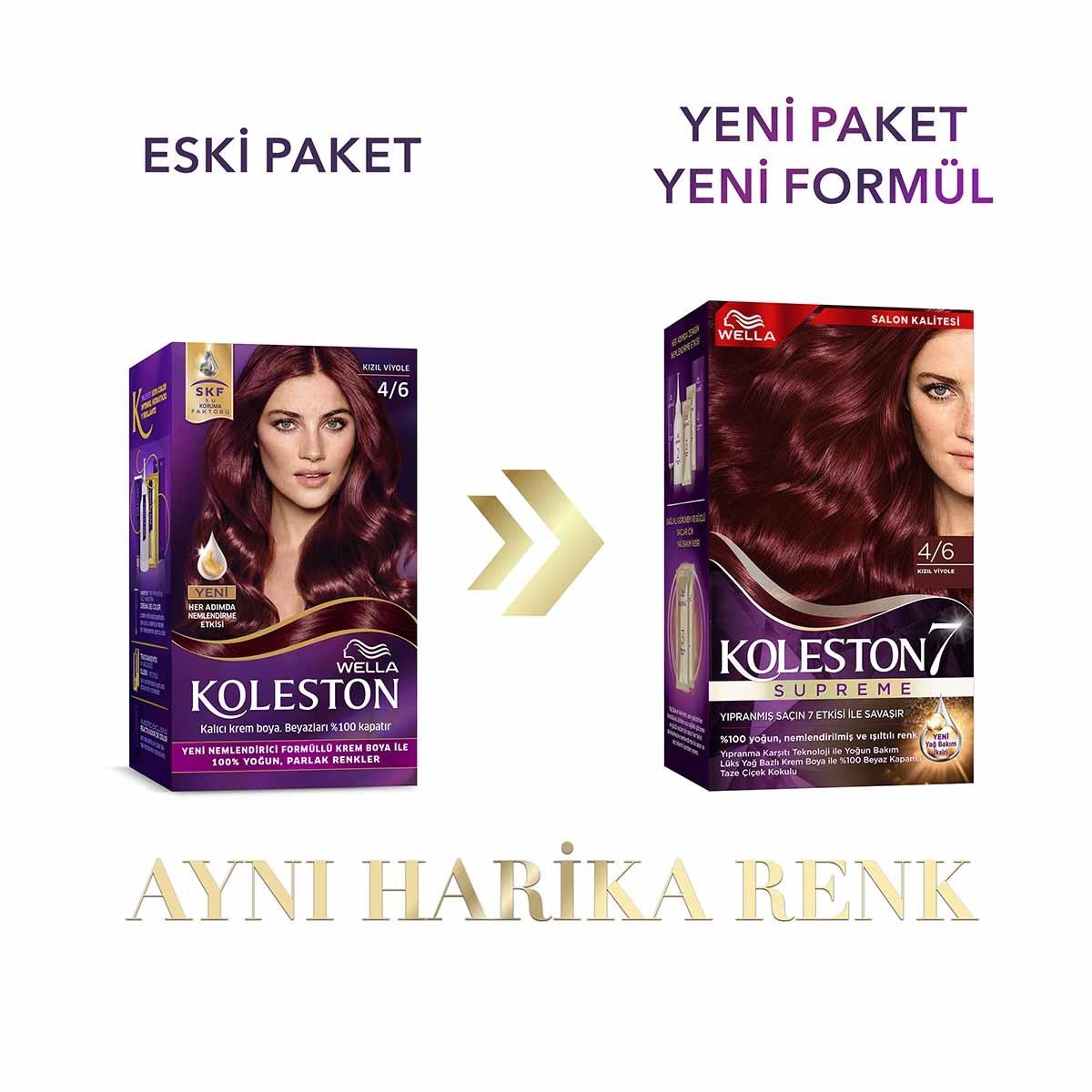 Wella Koleston Supreme 4/6 Kõzõl Viyole: Radiant Red Violet Hair Dye Kit - Long Lasting Color, Intense Shine & Deep Conditioning by Beauty Care Bag