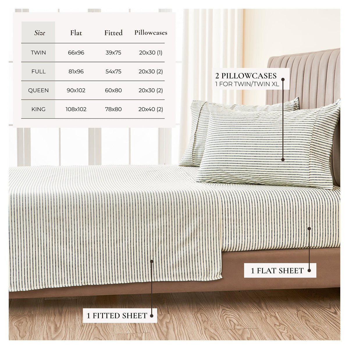 Striped Sheet Set - Evette Collection by Great Bay Home