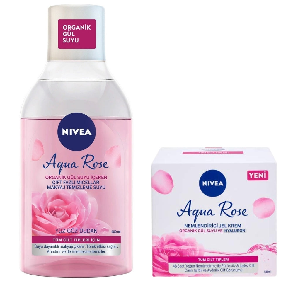 Nivea Aqua Rose Gel Cream & Micellar Water Skincare Set by Beauty Care Bag