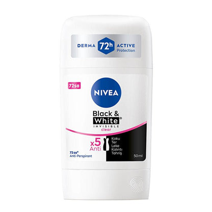 Nivea Black & White Clear Women's Stick Deodorant 1.7oz - 72 Hour Protection | Anti-StainDeodorantTorqelo.com