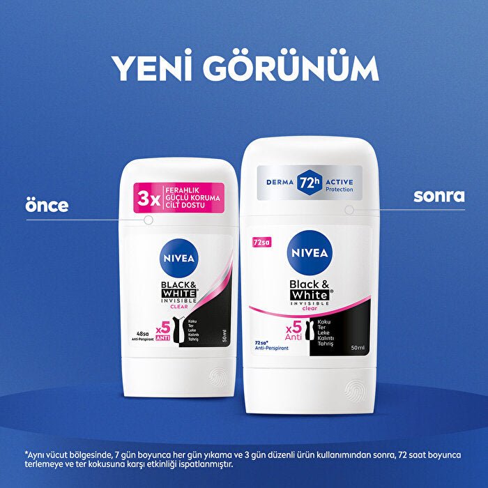 Nivea Black & White Clear Women's Stick Deodorant 1.7oz - 72 Hour Protection | Anti-StainDeodorantTorqelo.com