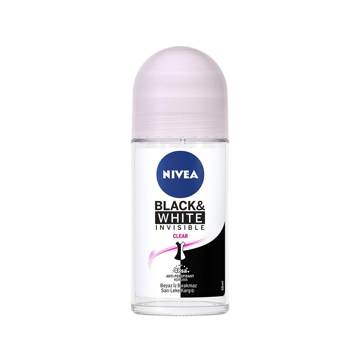 Nivea Black&White Invisible Clear Roll-On Deodorant 50ml - Antiperspirant ProtectionDeodorantTorqelo.com