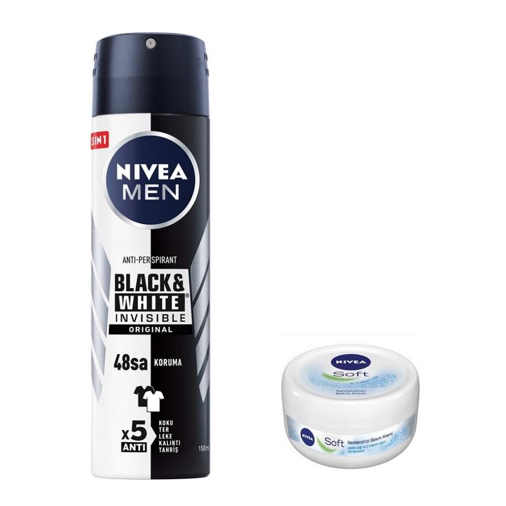 Nivea Men Black & White Deo & Soft Cream Care Set 2 Pieces by Beauty Care Bag