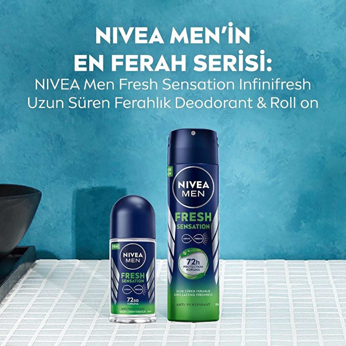 NIVEA Men Fresh Sensation Roll-On Deodorant for Men - 72 Hour Protection, Long Lasting Freshness, Dermatologically Tested, Alcohol FreeDeodorantTorqelo.com