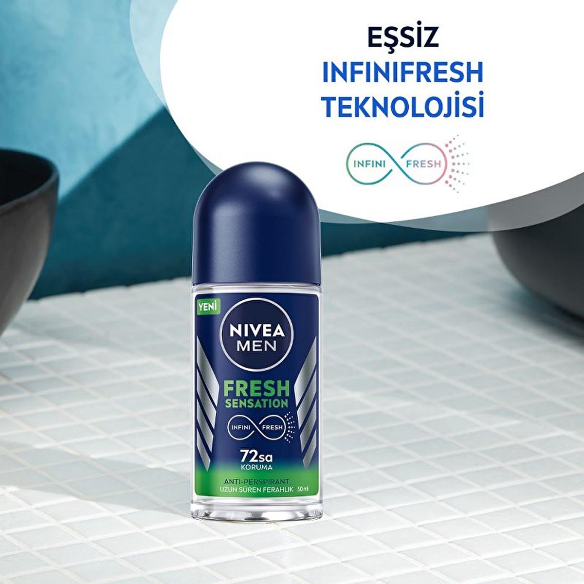 NIVEA Men Fresh Sensation Roll-On Deodorant for Men - 72 Hour Protection, Long Lasting Freshness, Dermatologically Tested, Alcohol FreeDeodorantTorqelo.com