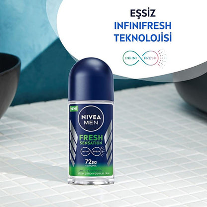 NIVEA Men Fresh Sensation Roll-On Deodorant for Men - 72 Hour Protection, Long Lasting Freshness, Dermatologically Tested, Alcohol FreeDeodorantTorqelo.com