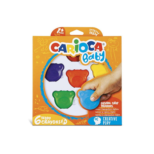 Carioca Teddy baby wax crayons for toddlers, set of 6