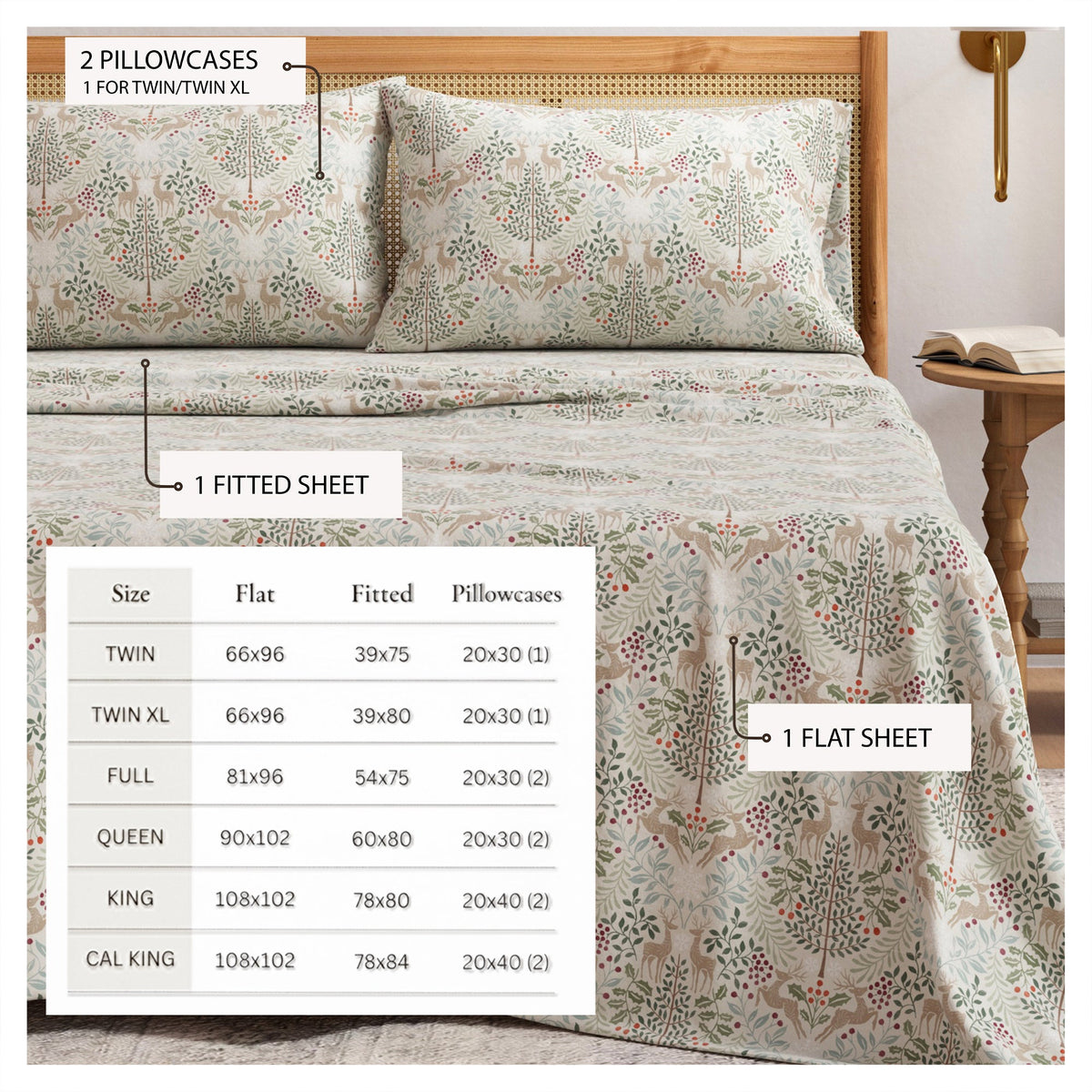 Turkish Cotton Flannel Sheet Set - Elevated Holiday Collection by Great Bay Home