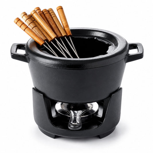 Enameled Cast Iron Fondue Set, 8-Piece by Alva Cookware