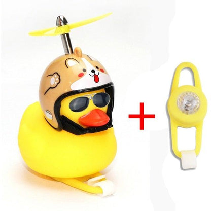 Normal Airscrew Helmet Standing Duck Broken Wind Small Yellow Duck Bike Motor Riding Cycling Lights Bicycle Accessories Rubber Yellow Duck Toy Bike Ornaments Yellow Duck With Proper Helmet Cool DecorationsST90SP310KIPTorqelo.com