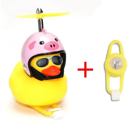 Normal Airscrew Helmet Standing Duck Broken Wind Small Yellow Duck Bike Motor Riding Cycling Lights Bicycle Accessories Rubber Yellow Duck Toy Bike Ornaments Yellow Duck With Proper Helmet Cool DecorationsST90SP310KIPTorqelo.com