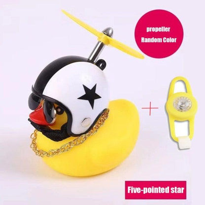Normal Airscrew Helmet Standing Duck Broken Wind Small Yellow Duck Bike Motor Riding Cycling Lights Bicycle Accessories Rubber Yellow Duck Toy Bike Ornaments Yellow Duck With Proper Helmet Cool DecorationsST90SP310KIPTorqelo.com