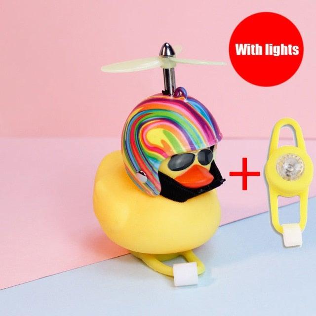 Normal Airscrew Helmet Standing Duck Broken Wind Small Yellow Duck Bike Motor Riding Cycling Lights Bicycle Accessories Rubber Yellow Duck Toy Bike Ornaments Yellow Duck With Proper Helmet Cool DecorationsST90SP310KIPTorqelo.com