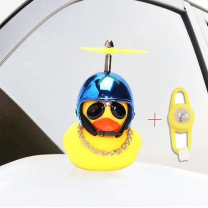 Normal Airscrew Helmet Standing Duck Broken Wind Small Yellow Duck Bike Motor Riding Cycling Lights Bicycle Accessories Rubber Yellow Duck Toy Bike Ornaments Yellow Duck With Proper Helmet Cool DecorationsST90SP310KIPTorqelo.com