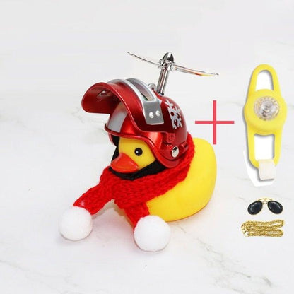 Normal Airscrew Helmet Standing Duck Broken Wind Small Yellow Duck Bike Motor Riding Cycling Lights Bicycle Accessories Rubber Yellow Duck Toy Bike Ornaments Yellow Duck With Proper Helmet Cool DecorationsST90SP310KIPTorqelo.com