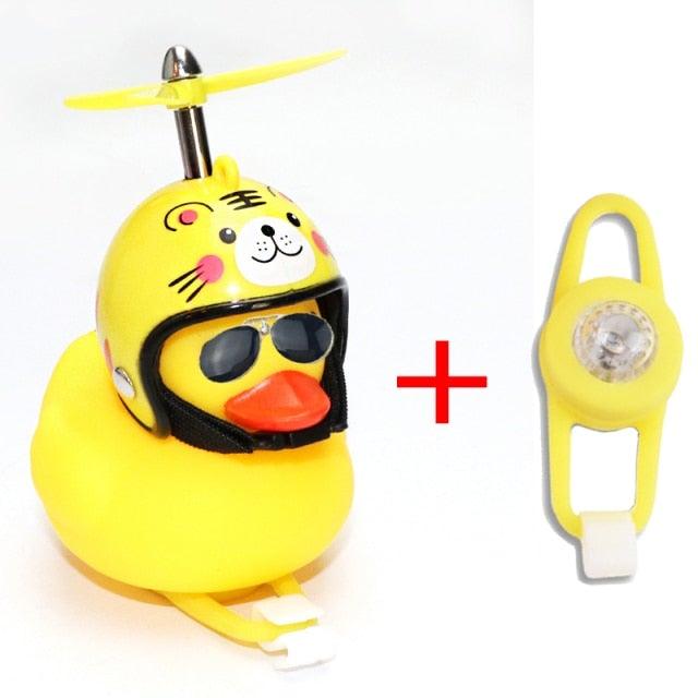 Normal Airscrew Helmet Standing Duck Broken Wind Small Yellow Duck Bike Motor Riding Cycling Lights Bicycle Accessories Rubber Yellow Duck Toy Bike Ornaments Yellow Duck With Proper Helmet Cool DecorationsST90SP310KIPTorqelo.com