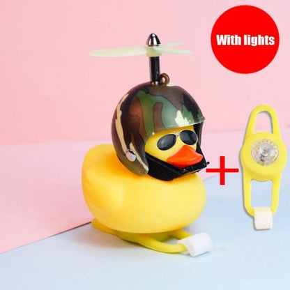 Normal Airscrew Helmet Standing Duck Broken Wind Small Yellow Duck Bike Motor Riding Cycling Lights Bicycle Accessories Rubber Yellow Duck Toy Bike Ornaments Yellow Duck With Proper Helmet Cool DecorationsST90SP310KIPTorqelo.com