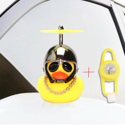 Normal Airscrew Helmet Standing Duck Broken Wind Small Yellow Duck Bike Motor Riding Cycling Lights Bicycle Accessories Rubber Yellow Duck Toy Bike Ornaments Yellow Duck With Proper Helmet Cool DecorationsST90SP310KIPTorqelo.com