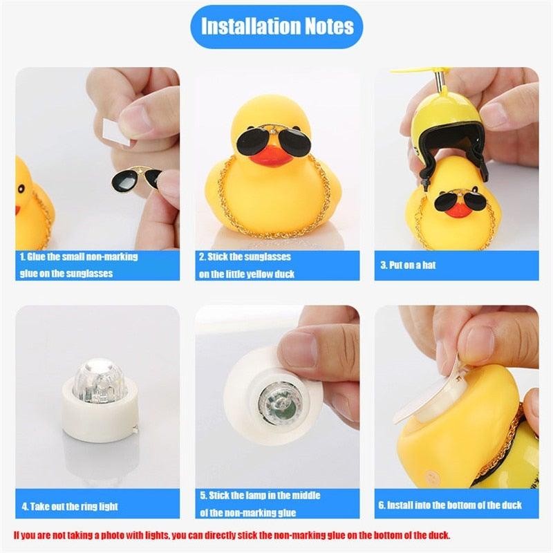 Normal Airscrew Helmet Standing Duck Broken Wind Small Yellow Duck Bike Motor Riding Cycling Lights Bicycle Accessories Rubber Yellow Duck Toy Bike Ornaments Yellow Duck With Proper Helmet Cool DecorationsST90SP310KIPTorqelo.com