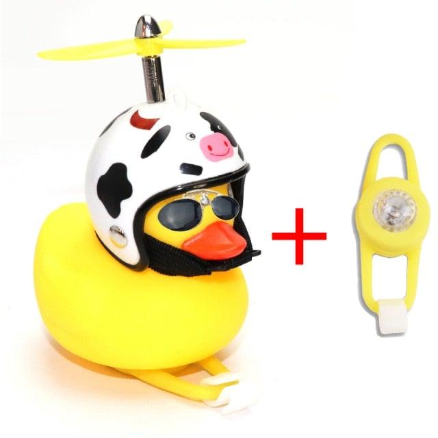 Normal Airscrew Helmet Standing Duck Broken Wind Small Yellow Duck Bike Motor Riding Cycling Lights Bicycle Accessories Rubber Yellow Duck Toy Bike Ornaments Yellow Duck With Proper Helmet Cool DecorationsST90SP310KIPTorqelo.com