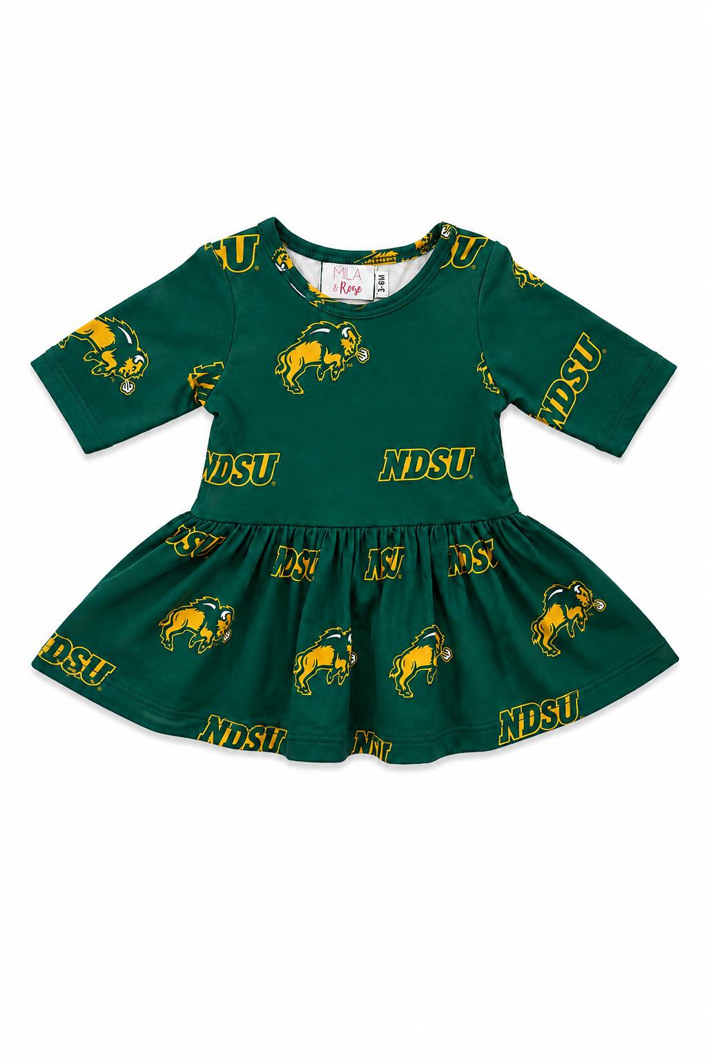 North Dakota State University Green Bison 3/4 Sleeve Twirl BodysuitTwirl Bodysuit - 3/4 SleeveTorqelo.com