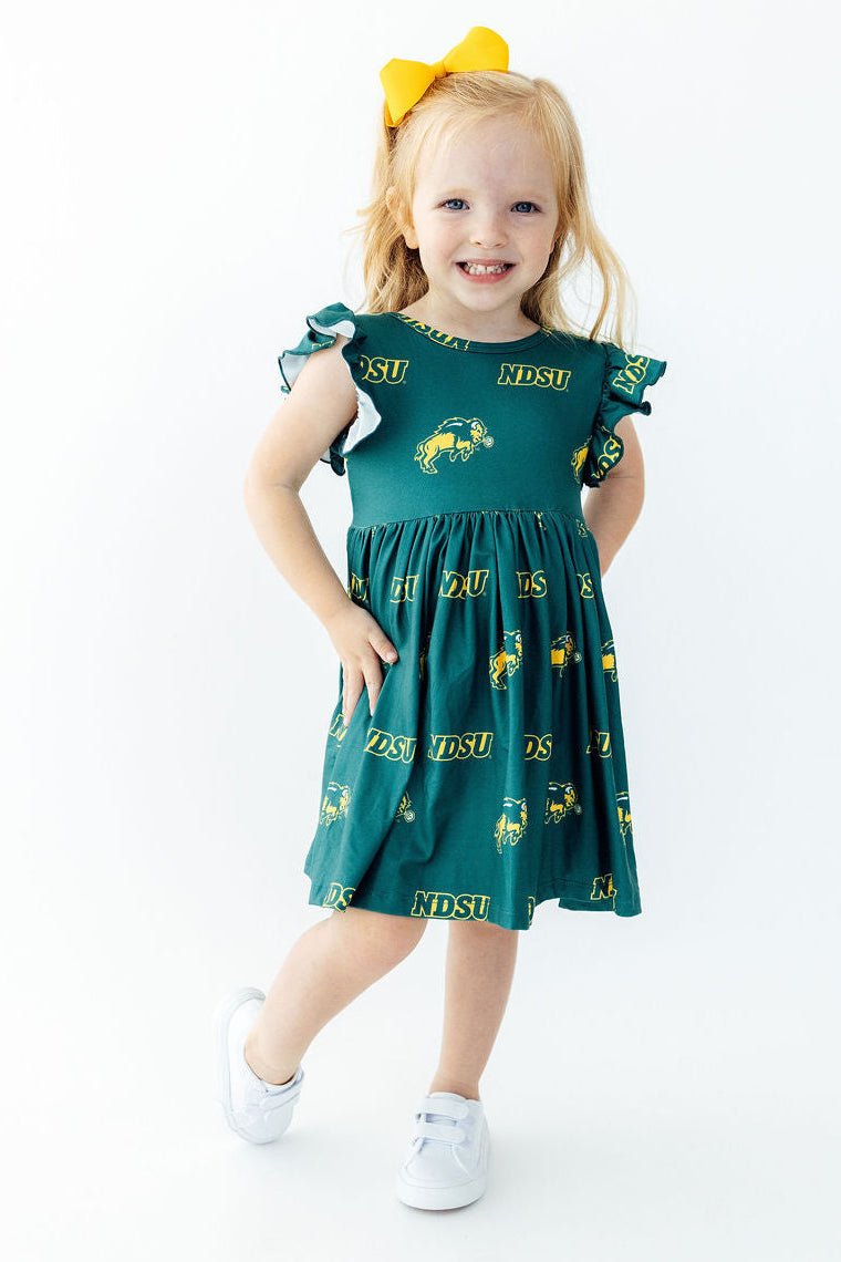 North Dakota State University Green Bison Flutter Twirl DressTwirl Dress - FlutterTorqelo.com