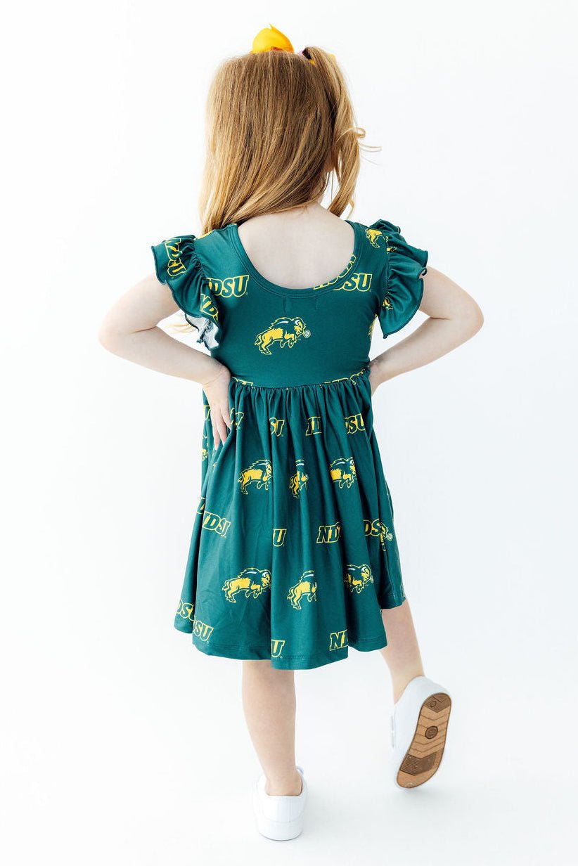 North Dakota State University Green Bison Flutter Twirl DressTwirl Dress - FlutterTorqelo.com
