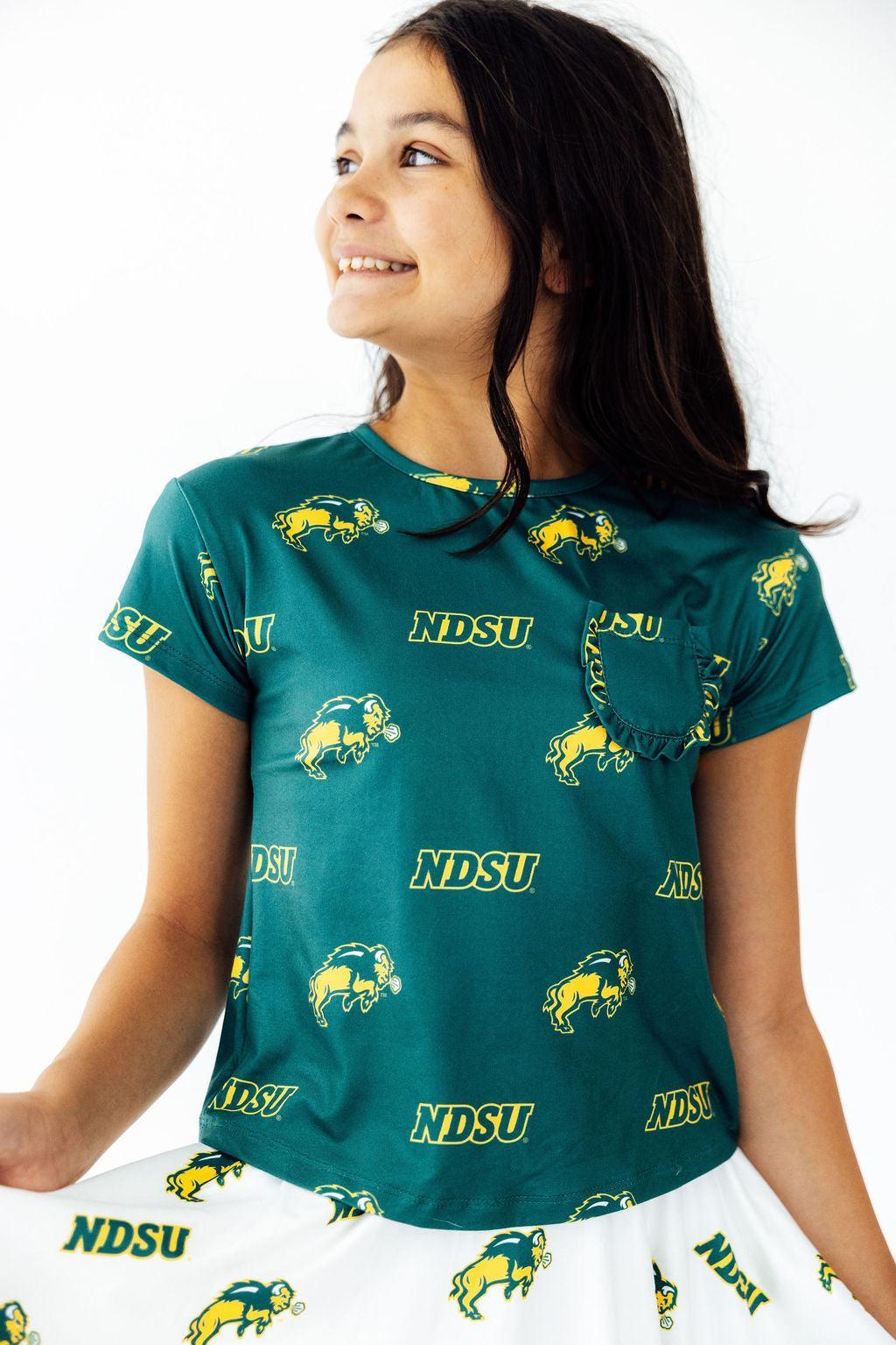 North Dakota State University Green Bison Ruffle Pocket TeeRuffle Pocket TeeTorqelo.com