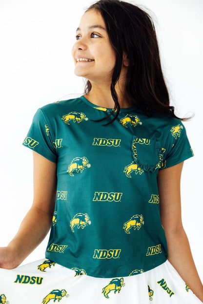 North Dakota State University Green Bison Ruffle Pocket TeeRuffle Pocket TeeTorqelo.com