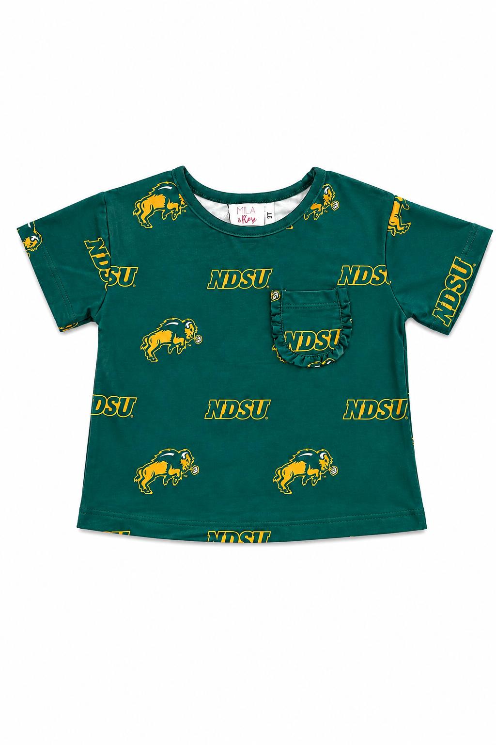 North Dakota State University Green Bison Ruffle Pocket TeeRuffle Pocket TeeTorqelo.com