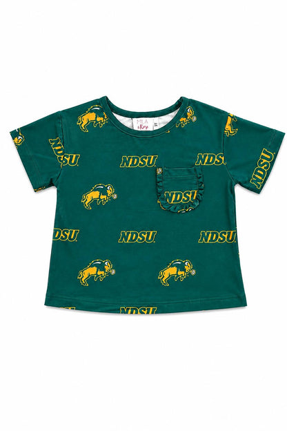 North Dakota State University Green Bison Ruffle Pocket TeeRuffle Pocket TeeTorqelo.com