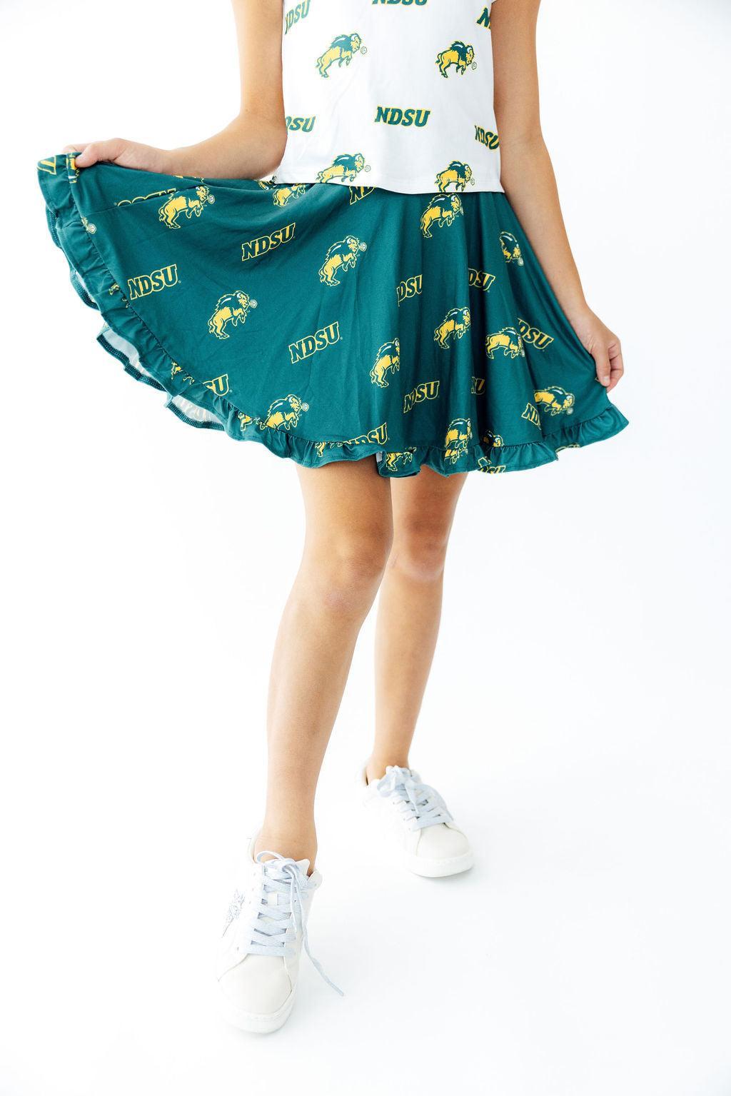 North Dakota State University Green Bison Ruffle Twirl SkortTwirl Skort - RuffleTorqelo.com