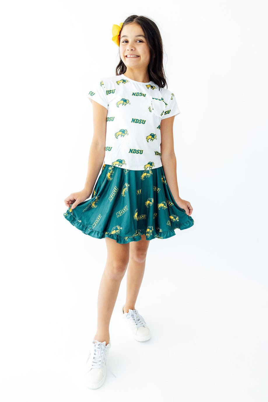 North Dakota State University Green Bison Ruffle Twirl SkortTwirl Skort - RuffleTorqelo.com