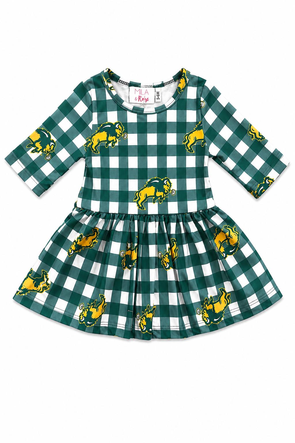 North Dakota State University Plaid Bison 3/4 Sleeve Twirl BodysuitTwirl Bodysuit - 3/4 SleeveTorqelo.com