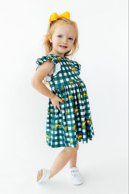 North Dakota State University Plaid Bison Flutter Twirl DressTwirl Dress - FlutterTorqelo.com