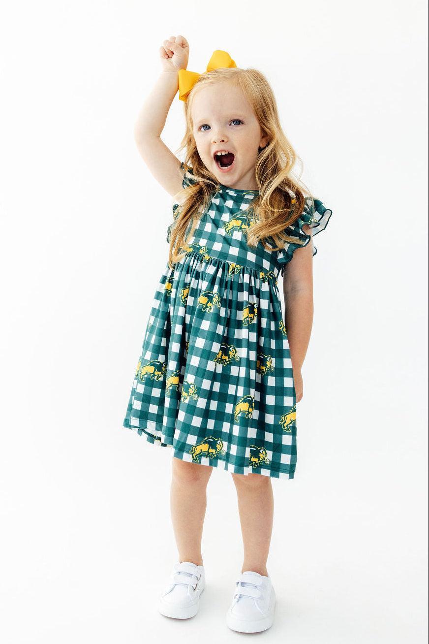 North Dakota State University Plaid Bison Flutter Twirl DressTwirl Dress - FlutterTorqelo.com