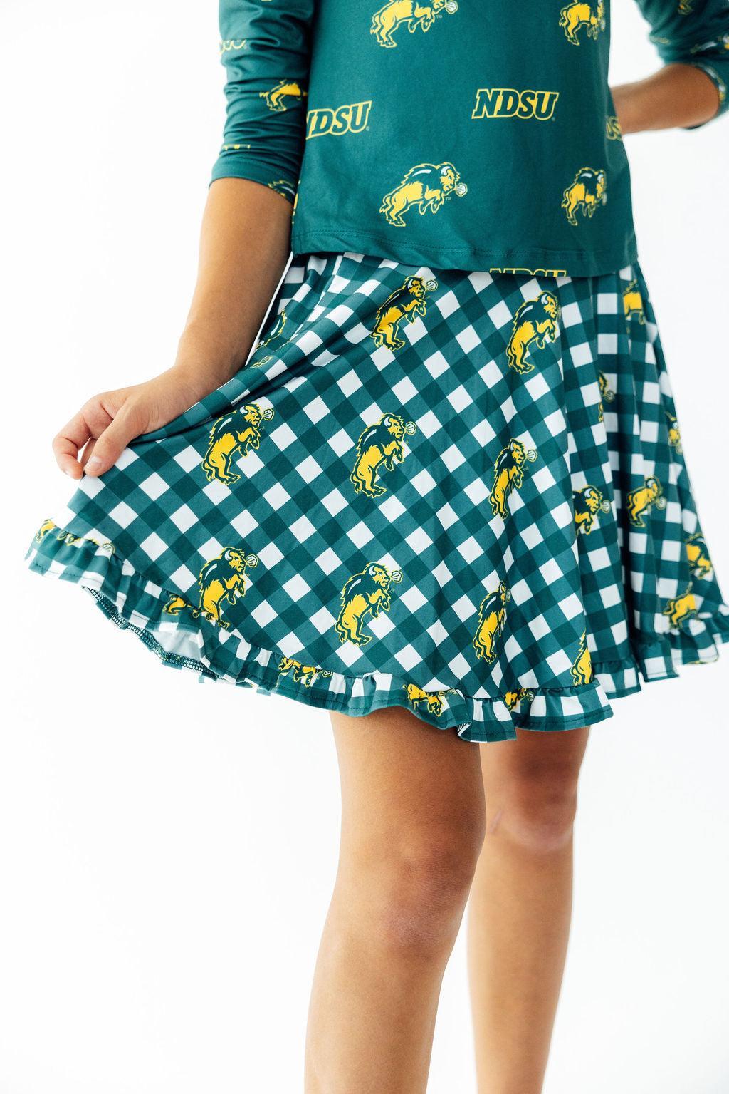 North Dakota State University Plaid Bison Ruffle Twirl SkortTwirl Skort - RuffleTorqelo.com